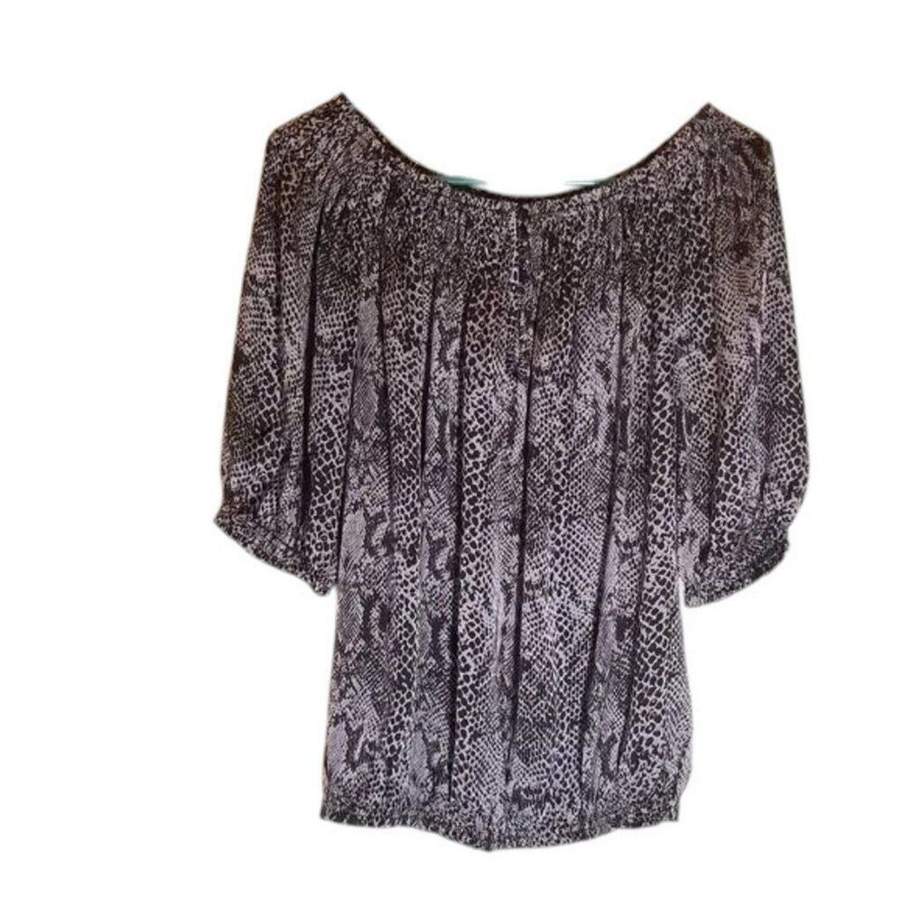 Violet Claire Snakeskin Blouse M Medium Elastic Off Shoulder Boho Peplum Top